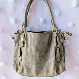Handbag, Crossbody Shoulder, Bag, Purse, Taupe Gold, Women's